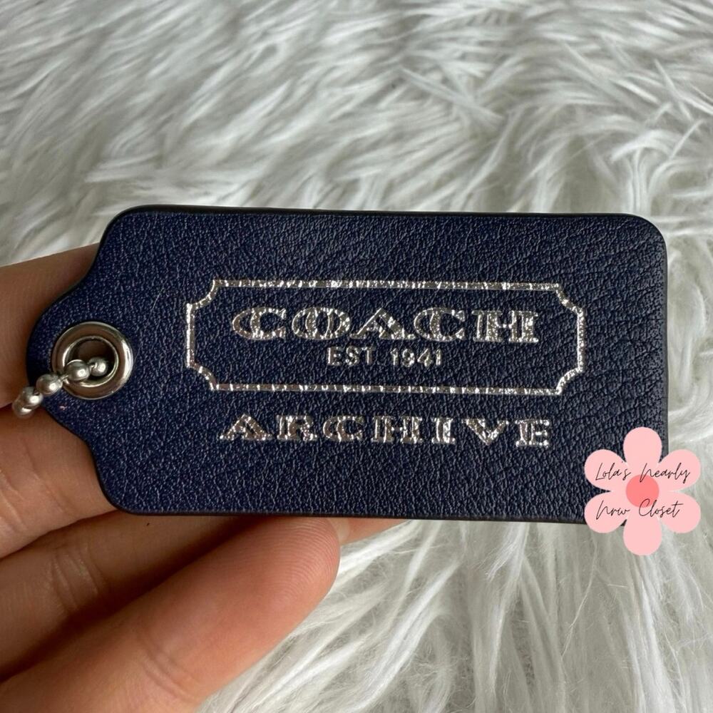 2.5" COACH Archive Blue Fob Bag Charm Hang tag Hangtag